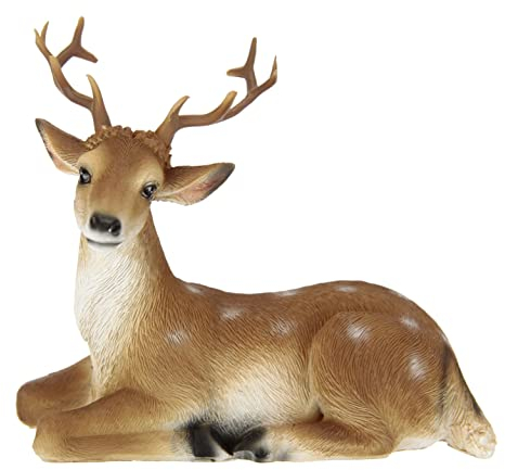 Flair Flower REH Rehkitz Bambi Rehbock Rehfigur Geweih Rotwild Tierfigur Dekofigur Figuren Skulptur Gartenfigur Gartenstatue Wald Balkon Haus Garten Gartendeko Kunstfigur,706804N,Braun,10x13x7cm