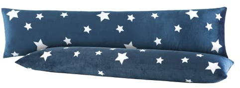 BaSaTex Winter Plüsch Kissenbezug, 2er Pack, 40x145 cm, Blau | Kuschelig Weich, Öko_Tex, Nicky Cashmere-Touch für Seitenschläfer- und Schwangerschaftskissen