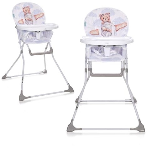 Lorelli Kinderhochstuhl klappbar, Kinderstuhl Cookie, Hochstuhl für Babys ab 6 Monate bis 15 kg, klappbarer Babyhochstuhl mit 5-Punkt-Sicherheitsgurt, blau