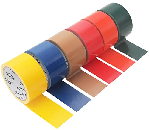 QILIMA Duct Tape | 6 Rolls of 48mm x 10m Gaffa Tape | Extra Strong Adhesive | Water Resistant Heavy Duty Duct Tape Include Green Yellow Blue Orange Red Brown