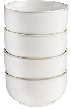Cooks Professional Set of 4 Nordic Dipping Bowls with Reactive Glaze | 11cm Small Modern Stylish Ceramic Stoneware Side or Dip Bowls | Microwave, Dishwasher, Oven & Freezer Safe Dinnerware | White