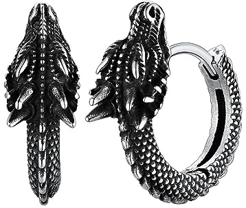 FaithHeart Punk Creolen Ohrstecker für Herren Damen, Punk Drache Ohrringe, Punk Piercing Ohrschmuck mit Geschenkbox für Weihnachten Geburtstag Vatertag