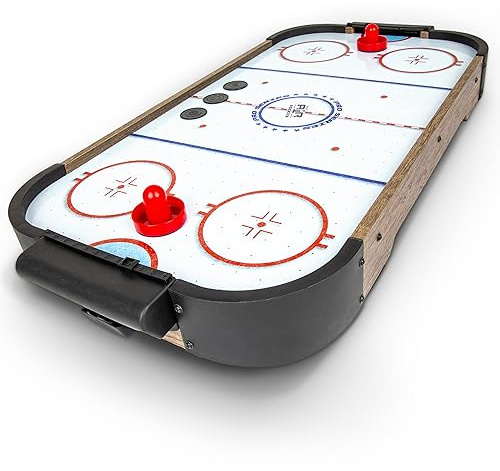 GoSports 30 Inch Table Top Air Hockey Game for Kids - Portable, Battery Operated Game Table - Oak