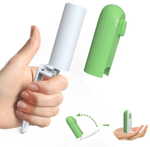 ROCKYGFI Travel Lint Roller for Pet Hair Extra Sticky, Portable Mini Lint Remover for Clothes, Small Size Lint Roller in Purse, Retractable & Foldable Dust Roll Pocket(120 Sheets Refill, Green)