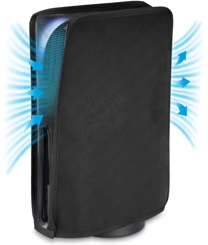 PlayVital Dammskydd för ps5 Konsol,Nylon Nät Skyddskåpa Skyddsfodral för ps5 Digital Edition & Disc Edition,Skyddshölje Anti-repor Andningsaktiv-Svart