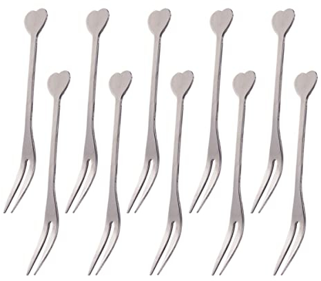 BESTonZON 10 Pezzi Forchette Per Antipasto Forchette Per Lumache Di Frutta Picchi Di Frutta Picchi Di Frutta In Acciaio Inox Per Festa Forchette Di Frutta Forchetta