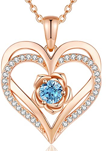 CDE Kette für Damen Rosegold Herz Schmuck 925 Sterling Silber Geschenke | Herz Halskette Geschenk für Frauen Mama mit Anhänger Schmuck Valentinstag Muttertag Geburtstag Weihnachten