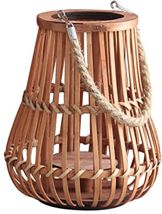 VINTORKY Retro Laterne Aus Rattan Antiker Kerzenhalter Für Hochzeiten Dekoration Handgefertigter Hängender Leuchter Für Wohnräume Stilvolle Tischbeleuchtung Ohne Kerze