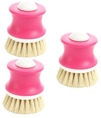 GLEAVI 3pcs Coconut Husk Dish Cleaning Brush Pot Brush Non-slip Handle Random Color