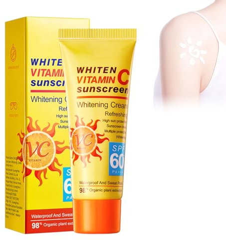 Crema Solar - Crema Protectora Solar Con Vitamina C, SPF 60+ PA+++, Loción Solar De Protección Alta, Protector Solar Ligero Y No Graso, Resistente Al Sudor Y A La Radiación Uv, 40g