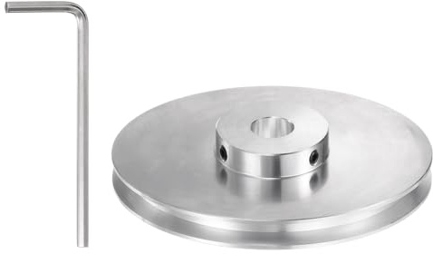 sourcing map V-Type Pulley 12mm Bore 100mm Outer Dia Single Groove Aluminum Alloy for 6mm PU Round Belt Motor Shaft Drilling Machine with Installations