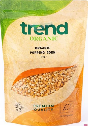 Trend Organic Popping Corn for Popcorn Lovers,1kg – Delicious Snack for School, Work, or Play Nights – High in Fibre, Certified Organic, Vegan, GMO-Free, No Additives No Preservatives, Raw
