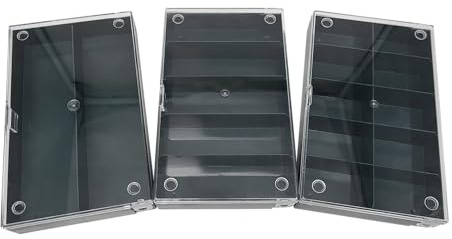 Berger & Schröter - Lot de 3 boîtes de rangement - 164 x 31 x 101 mm - 2, 5 et 10 compartiments - Compartiments fixes - Antidérapantes - Empilables pour trier et ranger