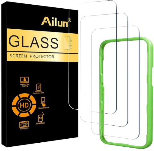 Ailun 3 Pack Screen Protector for iPhone 17 / iPhone 16 Pro [6.3 inch] with Installation Frame, Tempered Glass, Sensor Protection, Dynamic Island Compatible, Case Friendly