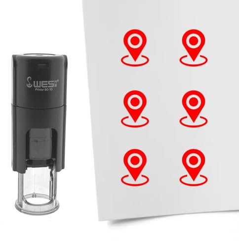 CombiCraft Selbstfärbender Stempel Stecknadel in Rot, 10mm rund - Ideal für Bulletjournals und Treuekarten