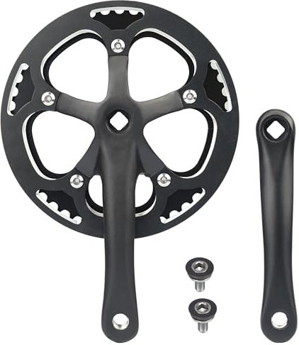 WEEROCK E-Bike/Bicycle Crankset 1 PSC 48T Steel Charing, Alumininum Alloy Single Cover and 170mm Arm Crank Set, Compatible with Single Speed Bicycle and 6/7/8/9 Speeds Bicycles, MTB, Road Bike, Black
