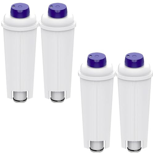 for DeLonghi Coffee Machine Water Filter DLSC002, Replacement Water Filters Accessories Compatible with De Longhi Automatic Coffee Machine ECAM, ETAM, EC, BC Series (Pack of 4, White)