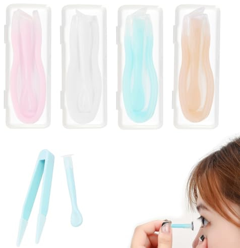 Ruayia Kontaktlinsen Einsetzhilfe mit Pinzette Set 4 Stück, Kontaktlinsen mit Kasten Sauger Kontaktlinsen Entferner Weiche Silikion Kontakt Absaugung Halter Entferner - Weiß + Rosa + Blau + Gelb
