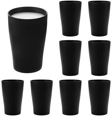 8 Stück Trinkbecher Schwarz - Wiederverwendbare Kaffeetassen Cup, Schwarz Espressobecher Plastikbecher,Kaffeetassen Plastikbecher,PP Zahnputzbecher, Unzerbrechlich Becher für Kaffee Tee Tassen Milch