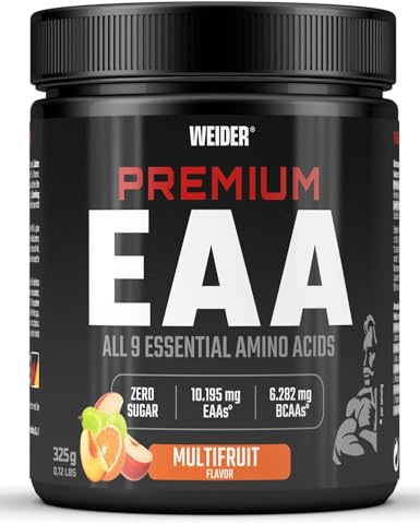 Weider Premium EAA Pulver, 325g, Multifruit | Essentielle Aminosäuren, BCAA 2:1:1 Verhältnis, Vegan & Zuckerfrei