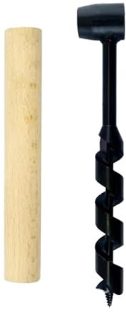 Colcolo Schneckenbohrer mit Holzgriff kompaktes Mehrzwecküberlebenswerkzeug, Handloch für Rucksackungen, Notfall -Outdoor -Camping, 25x230mm