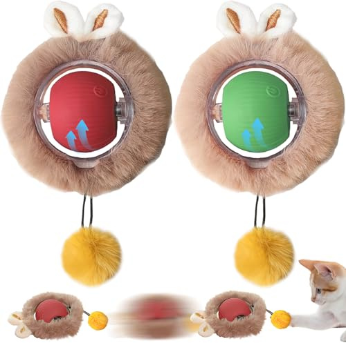 YOUYIKE 2 Piezas nteractive Cat Toys Rolling Ball, Pelota de Juguete Inteligente, Juguete de Pelota de Perro con Cuerda, Duradera y automática, para Cachorros, Pequeños y Medianos, Recargable por USB