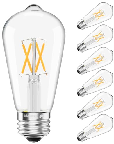 MorningLight 6 Pack Dimmable Vintage LED Edison Bulbs 40Watt, E26 LED Edison Light Bulbs 40 Watt Warm White 2700K, 4W ST58 Antique Decorative Filament Bulb for Farmhouse Pendant, Porch Lights, 400LM