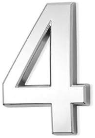Autocollants Numéros Maison Autoadhésifs 2 Pouces (5 cm) Numéro Porte Moderne Bronze/Argent, Panneau d'Adresse pour Boîte aux Lettres, Décoration Murale, Jardin, Appartement, Café, Hôtel(Silver 4)