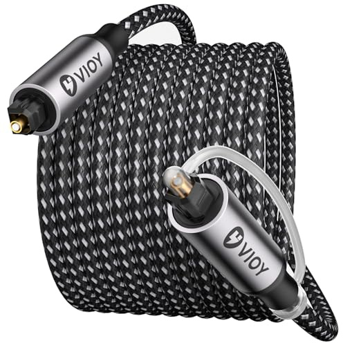 VIOY Optical Audio Cable 6M, TOSLINK Digital S/PDIF Fiber Optic Cord | Nylon braided, gold-plated Toslink plug with dust cap, supports 5.1/7.1 surround sound for TV, soundbar, and game console