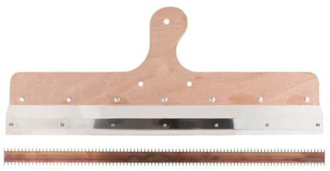 Cement Self-Leveling Scraper Steel Notched Squeegee Epoxy Mortar Manual Rack Painting Coating Self Leveling Flooring Gear Rake with Teeth and Adapter Construction Tools