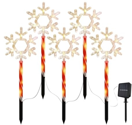 Illuminazione Percorso A Punta Solare | 5 Pezzi Di Fiocchi Di Neve Cristiani Way Way Lighting, LAMPAGGIO IN MAGGIOR PROPRIE PER IL GARDNO DI DECORAZIONE INVERNO LITTURA LATULE LATURA COMBINATA COM