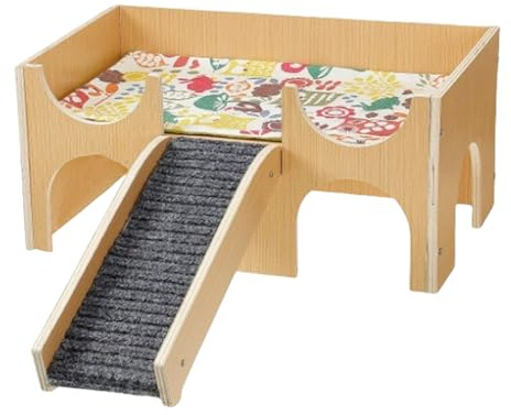 Patifirst Maison de Gerbille | Abri en Bois pour Petits Animaux - 2 Niveaux Cachettes pour Lapins avec Escaliers pour Activité d'exercice pour Hérissons Hamsters Cochons d'Inde et Petits Animaux de