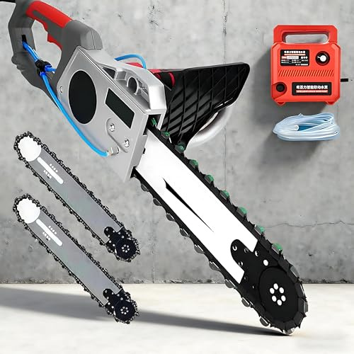 Motosega elettrica per cemento, tagliamuri elettrico in cemento con catene/barra guida, sega a catena elettrica per cemento armato/muro mattoni rossi/muro cemento, profondità di taglio 50cm