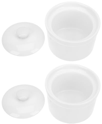 VALICLUD Lot De 2 Marmites Avec Couvercle Bols À Soupe Cocottes En Céramique Marmites À Soupe Vapeur En Porcelaine Bols À Vapeur En Céramique Blanche
