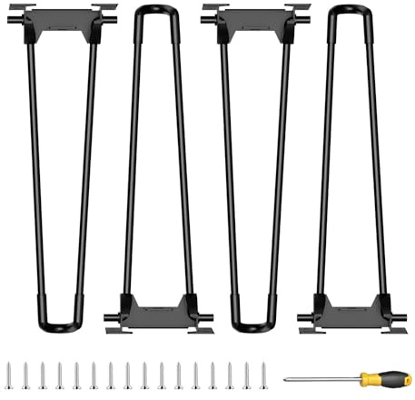 WATAOW Klappbare Haarnadel-Tischbeine, 70cm, Schwarzes Metall, 4er-Set | Ersatzteil für Couchtisch/Schreibtisch, Inklusive Schrauben und Schraubendreher, Einfache Montage([1cm]70cm)