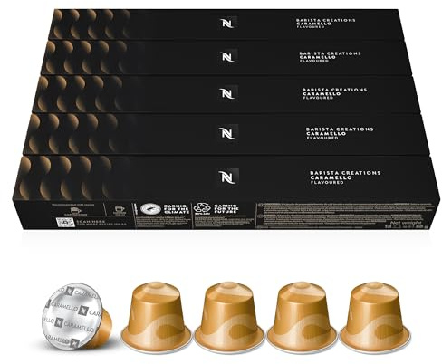 Nespresso Original - Assortiment Caramello - 50 Capsules Café | Compatible avec machines Nespresso Original - Café aux notes de caramel et biscuit pour vos pauses gourmandes quotidiennes