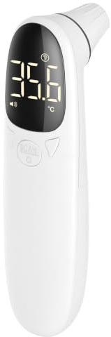 AOOSU digital infraröd örontermometer, medicinsk öronfebertermometer för spädbarn, barn och vuxna, 1-sekundsmätning med feberalarm, LED-display och 32 minnesfunktion