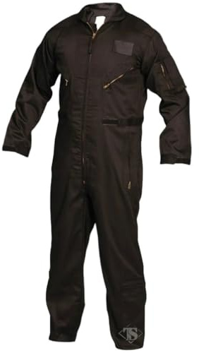 Tru-Spec 27-P Basic Flight Suit for Men - Durable Outerwear, Comfortable Design, Ideal for Aviation and Outdoor Activities, Black - Large Long