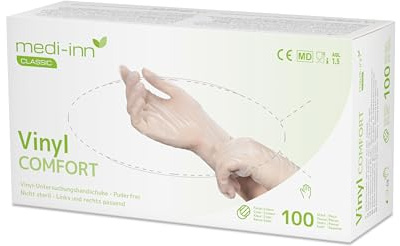 Medi-Inn+ Vinyl Comfort Einweghandschuhe, Gr. M, 10 x 100 Stück, Untersuchungs- und Schutzhandschuhe