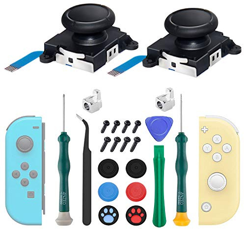 LONANDY 2 Pack Joycon Joysticks, Joycon Repair Kit Joystick Replacement Parts for Nintendo Switch, Switch Lite & Switch OLED, Include Thumb Grips, Metal Lock Buckles