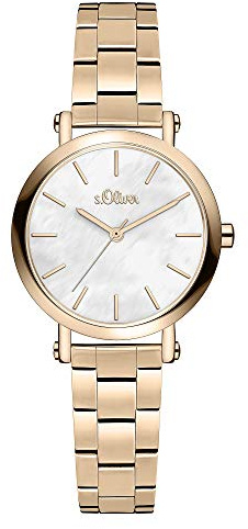 s.Oliver Damen Analog Quarz Armbanduhr mit Edelstahlarmband