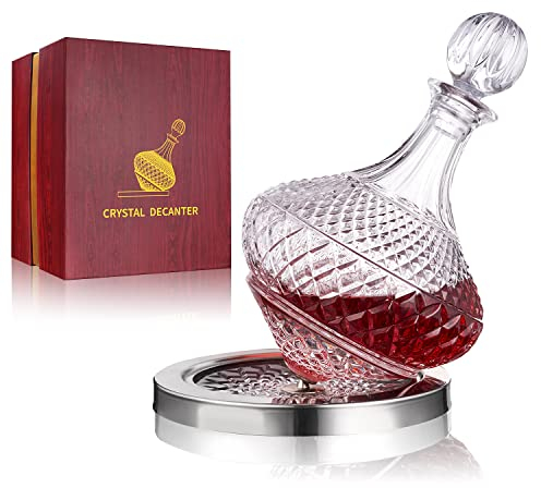Paysky Decantador de vino giratorio con tapa, exclusivo decantador de vino de cristal + caja de regalo de lujo, decantador para vino, buen regalo para hombres y mujeres en el día especial