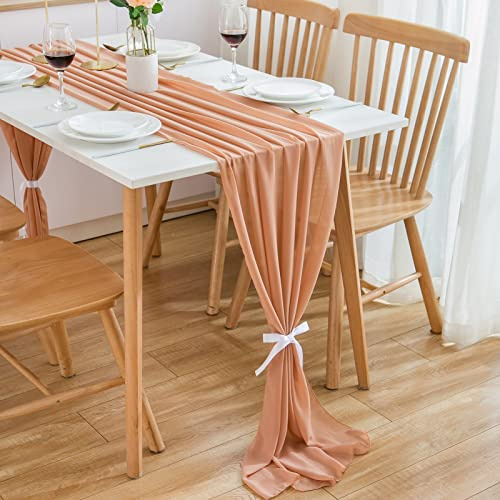 CHUQING Tischläufer Rosegold,Chiffon,70 cm x 3 m,Chic Hochzeit Tischläufer