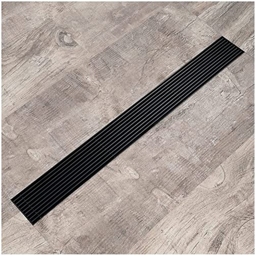 YJYKXP Linearer Duschrinne Schwarz Rostfreier Stahl Bodenablauf Rechteckiger Dusche Bodenablauf Badezimmer Dusche Ablaufrinne mit Fliesen-Einsatz für Badezimmer (600 × 70mm)