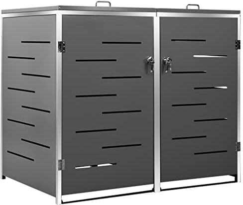 Hommdiy Mülltonnenbox für 2 Tonnen Mülltonnenverkleidung mülltonnenboxen 138x77.5x115.5 cm Anthrazit