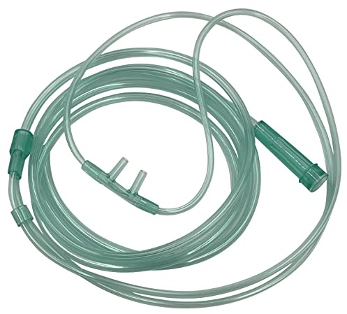 5pk Adult Oxygen Cannula w/Tabbed Nose Piece, Soft Straight Prongs & 6.5Ft Crush Resistant Tubing