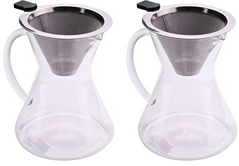 Mengmen 2 x 400 ml Übergießer für Kaffeemaschine, dickes Glas, Hand-Perkolatoren, Kaffeefilter, Heimgetränkezubehör