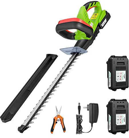 VIVOSUN 20 Cordless Hedge Trimmer, 20V Electric Bush Trimmer, 1400 RPM Shrub Trimmer, Dual-Action Laser Blade, 3/5 Cutting Capacity, Lightweight & Compact, 2Pcs Batteries and Fast Charger Included