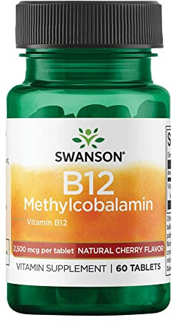 Swanson, B12 Methylcobalamin, 2500mcg, Depot, 1 Comprimido cada 5 Días, 60 Comprimidos veganos, Alta Dosis, Testado en Laboratorio, Vegetariano, Sin Soja, Sin Gluten, No GMO