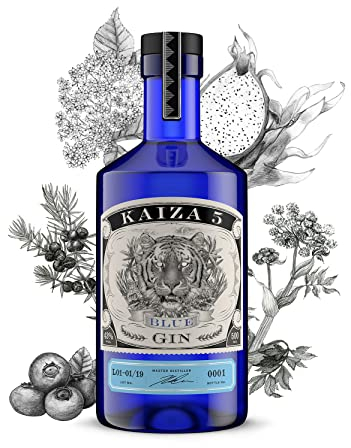 KAIZA 5 BLUE GIN – 0,5 l - 43% | Gin aus Südafrika/Kapstadt | Blumig, beerig, frisch | Holunder, Blaubeere und Drachenfrucht | Blumig, beerig, frisch